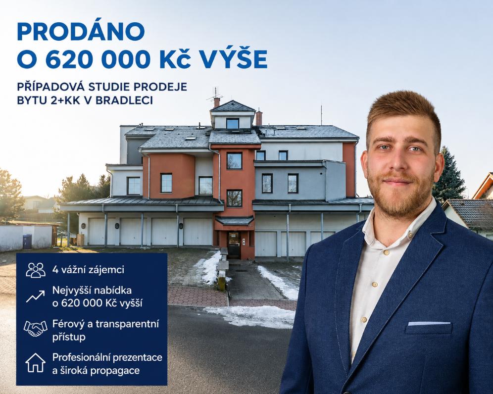 Prodej bytu v Bradleci: jak se podařilo dosáhnout ceny o 620 000 Kč vyšší