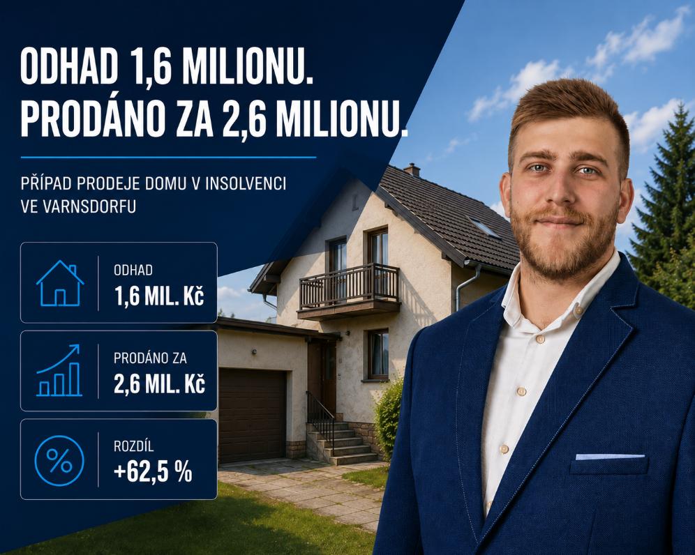 Znalecký odhad 1,6 milionu. Dům v insolvenci se podařilo prodat za 2,6 milionu korun